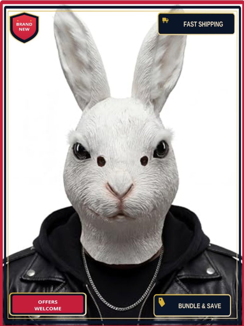 Realistic Latex Rabbit Mask Bunny Costume Cosplay Party Prop